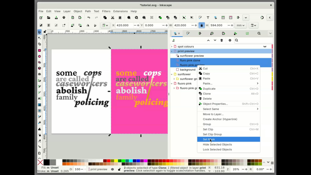 a screenshot of inkscape showing